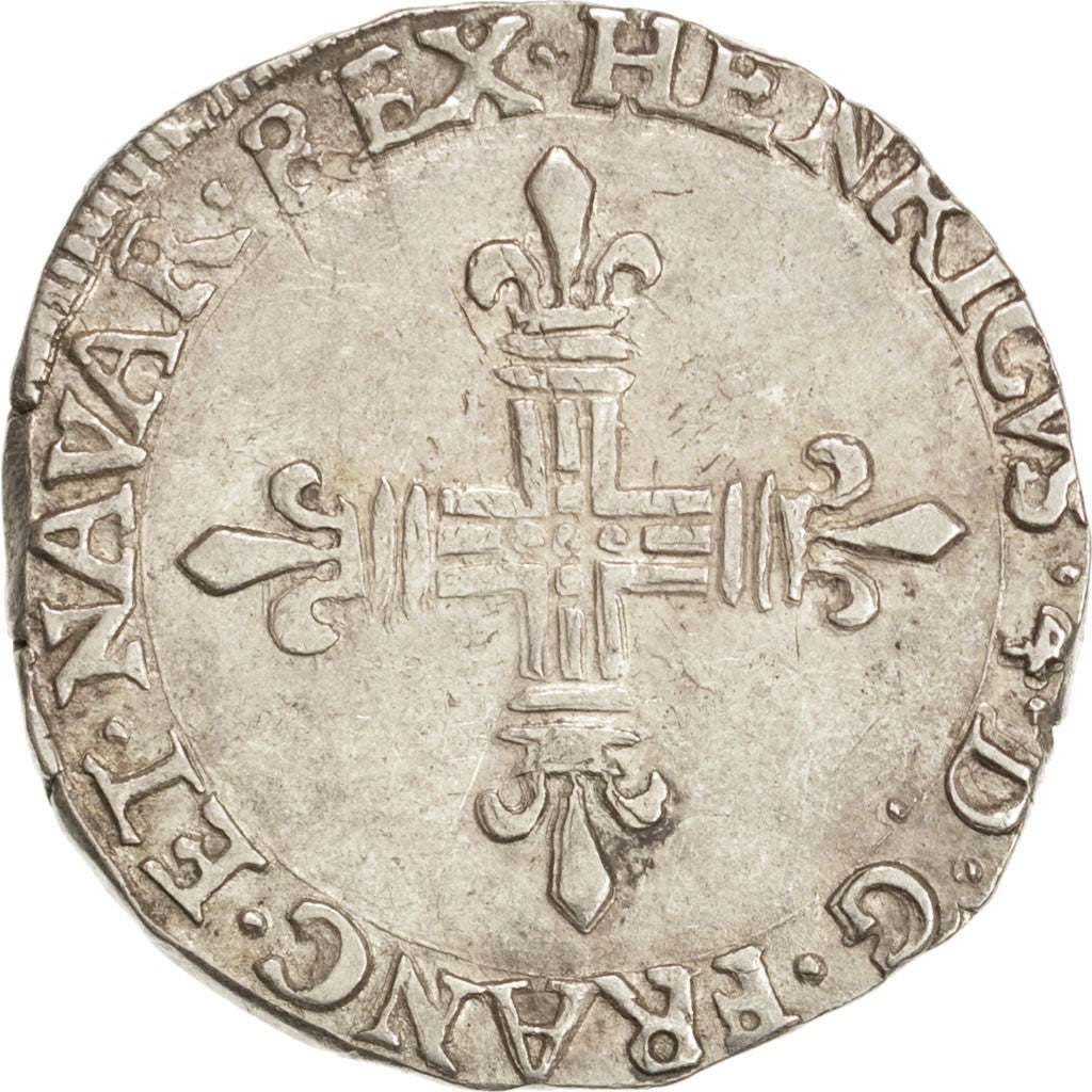 France, Henri IV, 1/4 Ecu, 1607, Saint Palais, AU(50-53), Silver, Sombart:4710