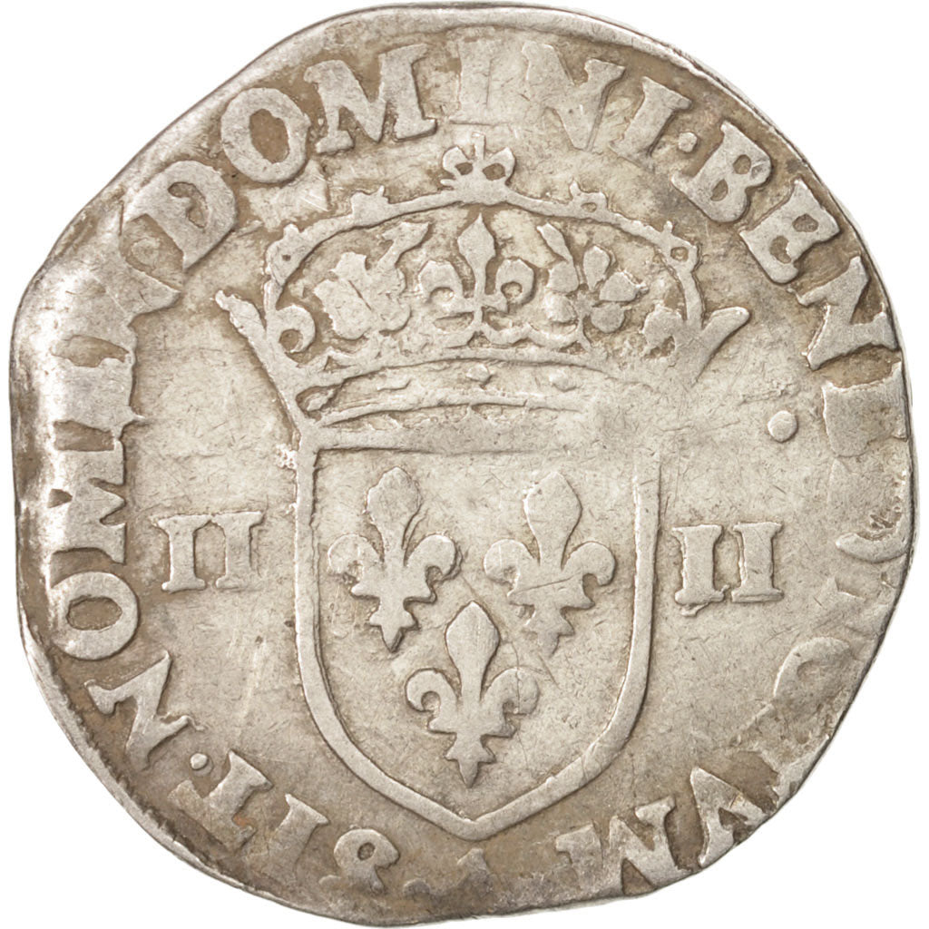 France, Henri III, 1/4 Ecu, 1589, Paris, VF(30-35), Silver, Sombart:4662