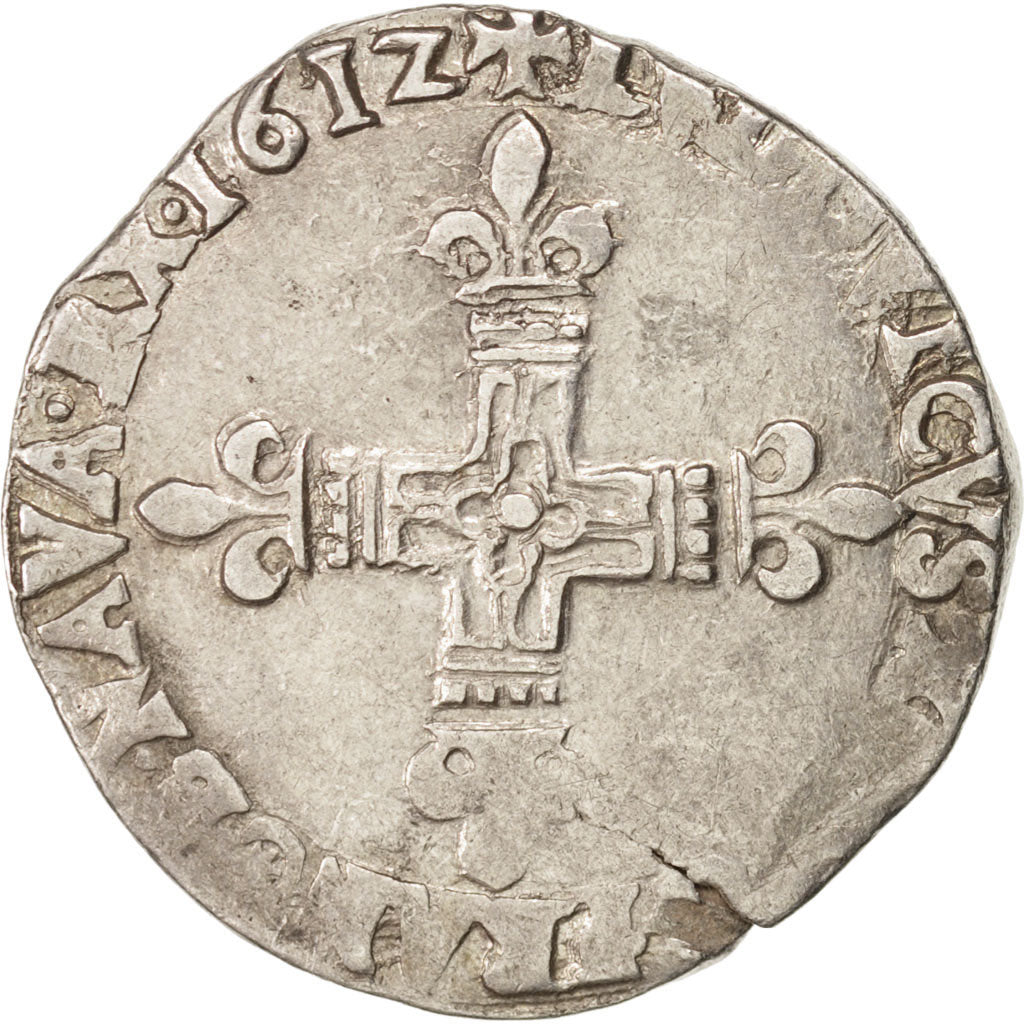France, Louis XIII, 1/4 Écu, 1612, Bayonne, EF(40-45), Silver, Gadoury:27