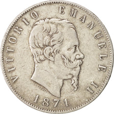 Italy, Vittorio Emanuele II, 5 Lire, 1871, Milan, EF(40-45), Silver, KM:8.3