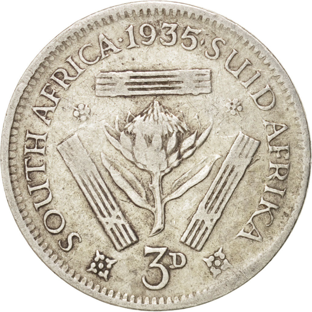 South Africa, George V, 3 Pence, 1935, EF(40-45), Silver, KM:15.2