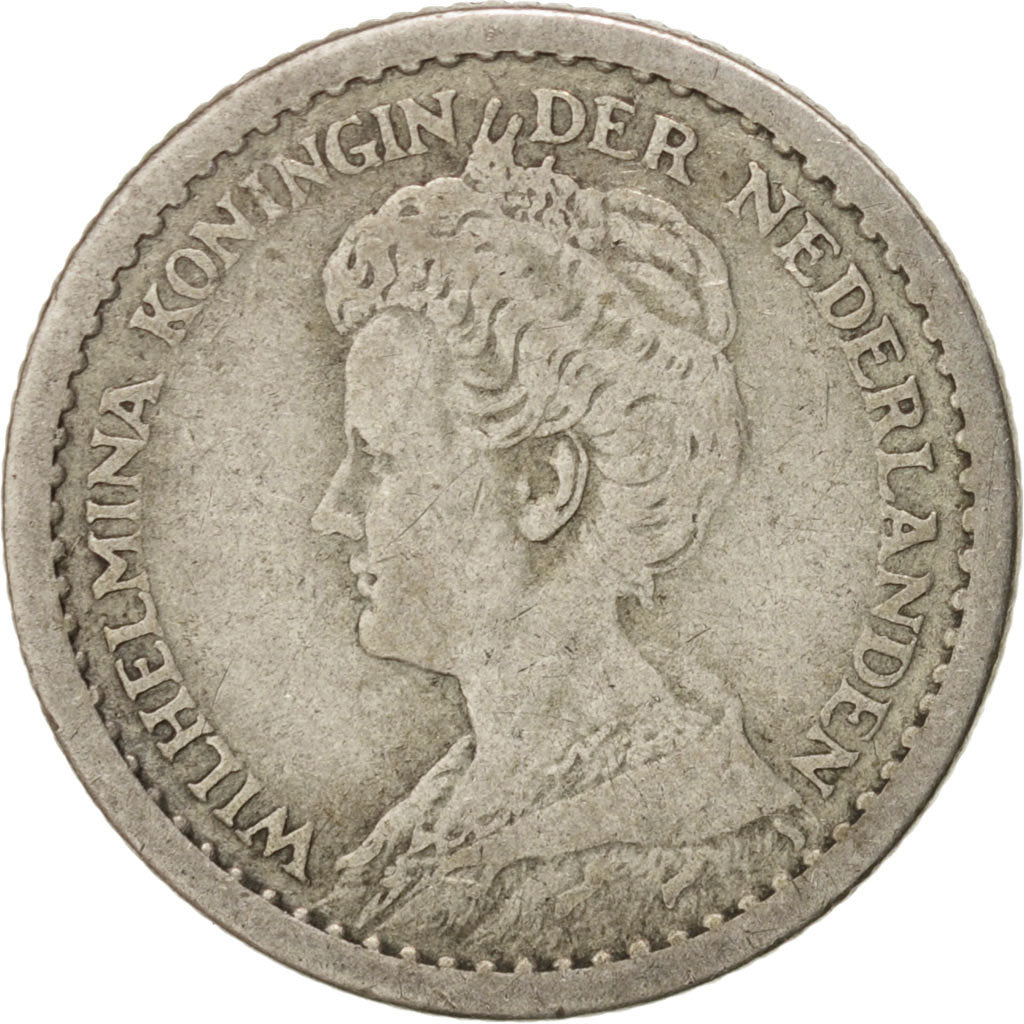 Netherlands, Wilhelmina I, 10 Cents, 1912, EF(40-45), Silver, KM:145