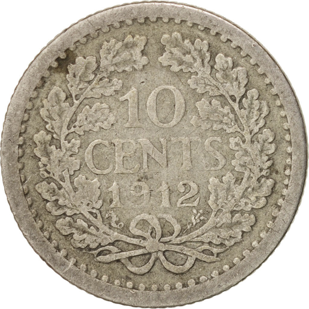 Netherlands, Wilhelmina I, 10 Cents, 1912, EF(40-45), Silver, KM:145