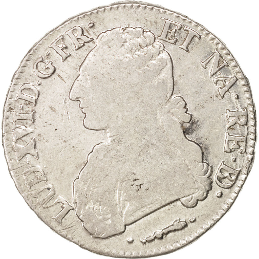 France, Louis XVI, Écu de Béarn aux branches d'olivier, 1780, Pau, EF(40-45)