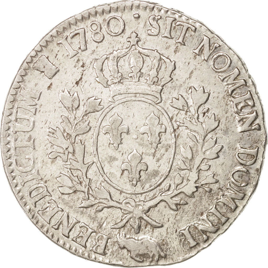 France, Louis XVI, Écu de Béarn aux branches d'olivier, 1780, Pau, EF(40-45)
