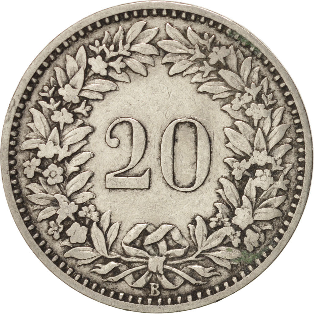 Switzerland, 20 Rappen, 1881, Bern, VF(30-35), Nickel, KM:29