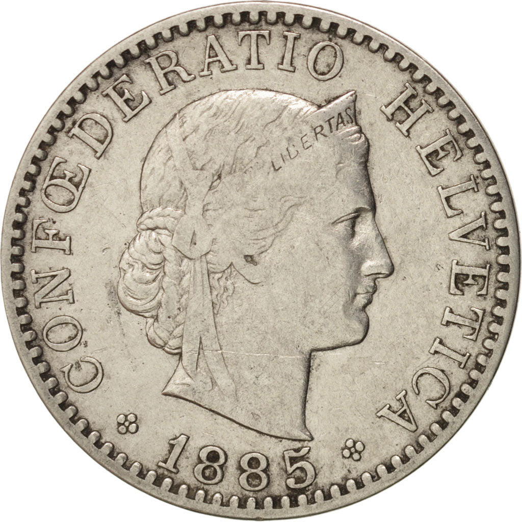 Coin, Switzerland, 20 Rappen, 1885, Bern, VF(30-35), Nickel, KM:29