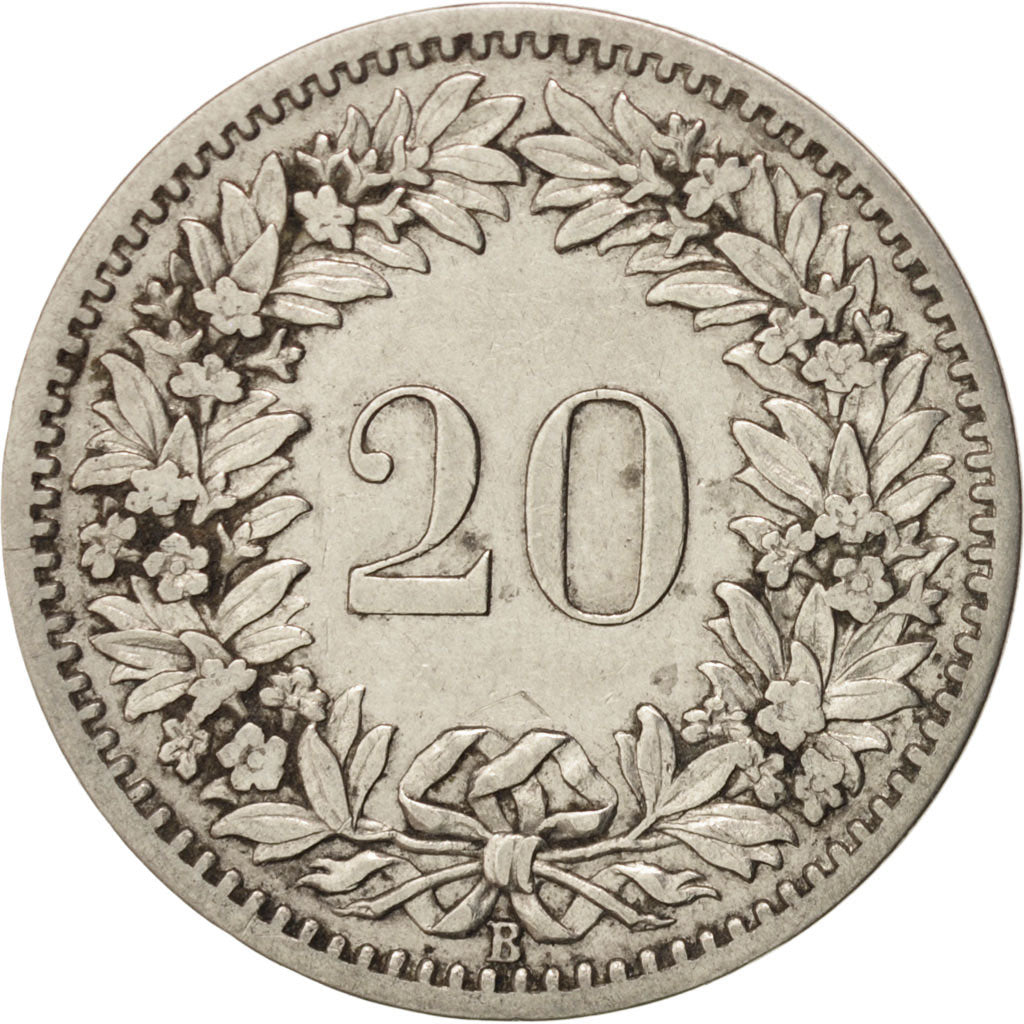 Coin, Switzerland, 20 Rappen, 1885, Bern, VF(30-35), Nickel, KM:29