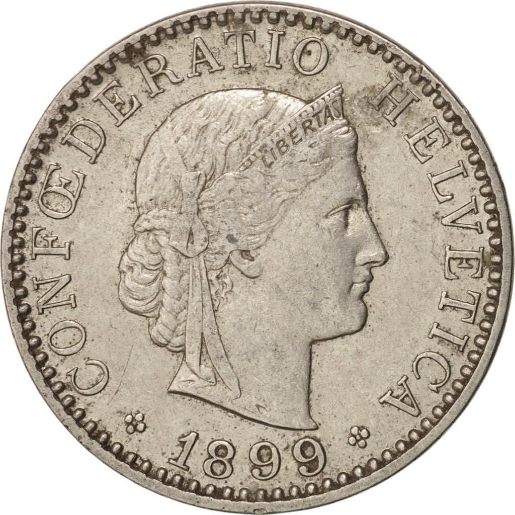 Switzerland, 20 Rappen, 1899, Bern, AU(50-53), Nickel, KM:29