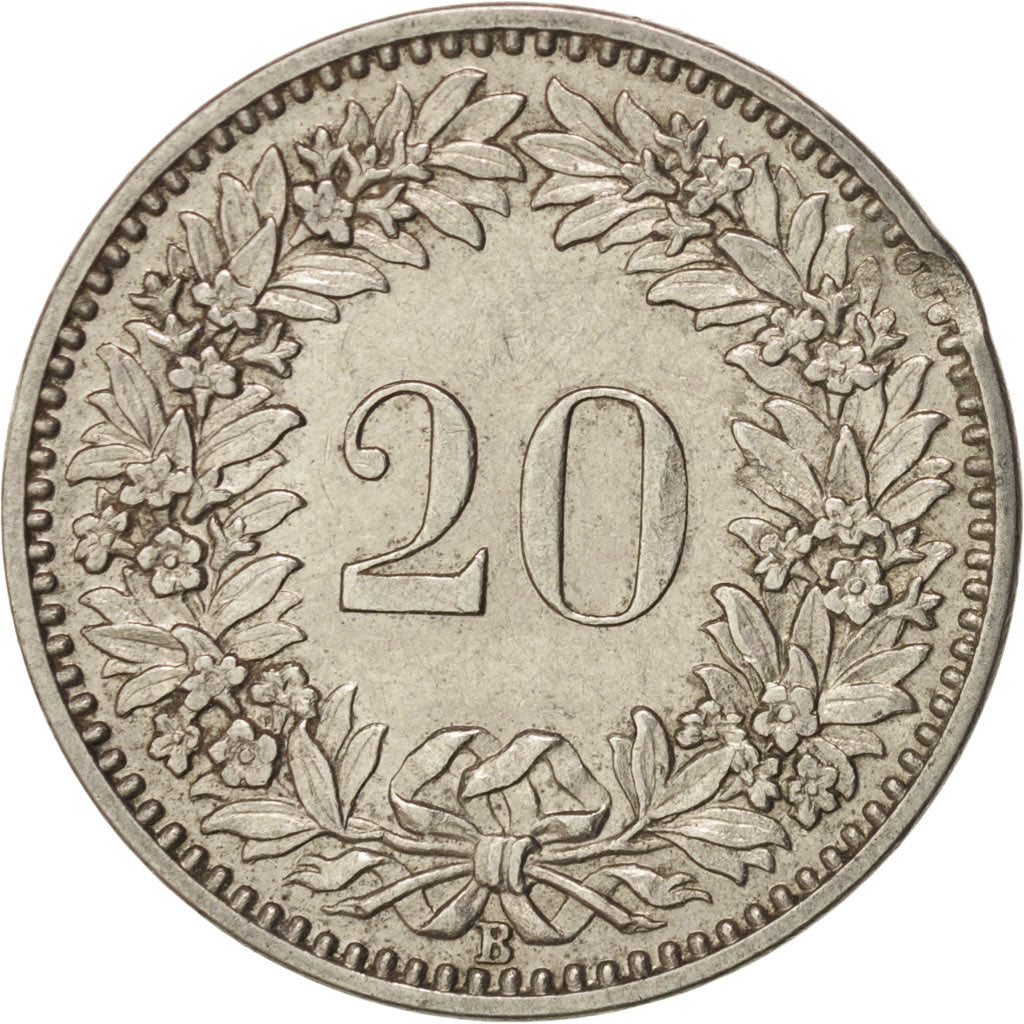 Switzerland, 20 Rappen, 1899, Bern, AU(50-53), Nickel, KM:29