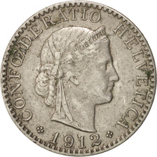 Switzerland, 20 Rappen, 1912, Bern, AU(50-53), Nickel, KM:29