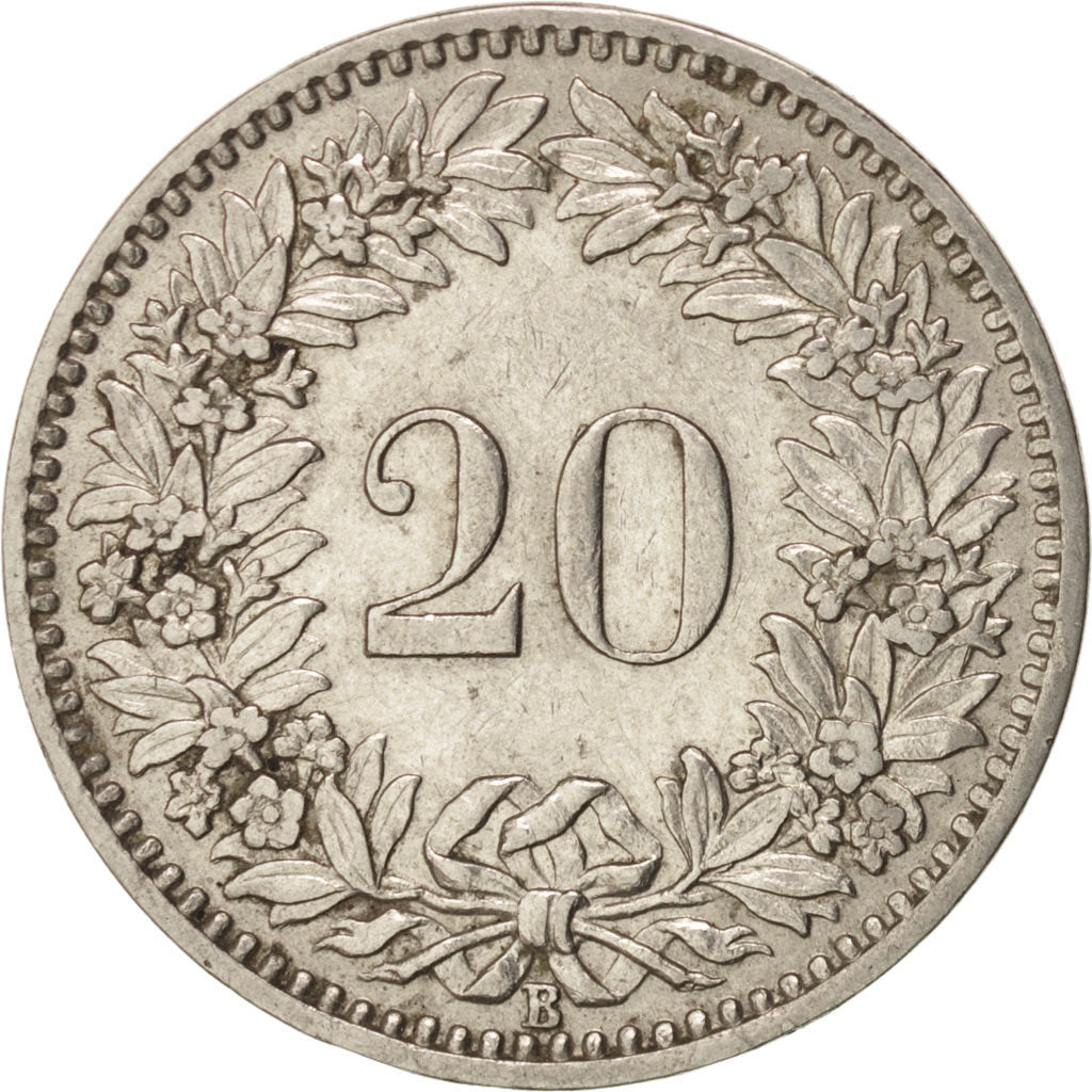 Switzerland, 20 Rappen, 1924, Bern, AU(50-53), Nickel, KM:29