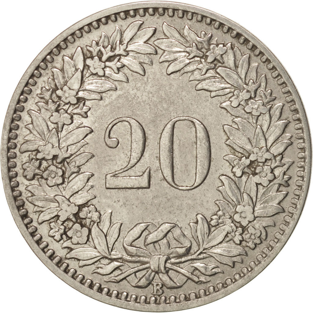 Switzerland, 20 Rappen, 1926, Bern, AU(55-58), Nickel, KM:29