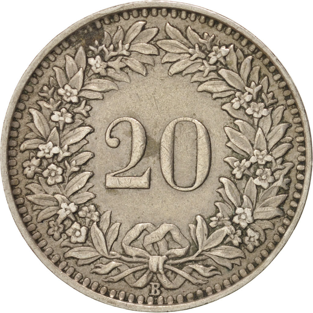 Svizzera, 20 Rappen, 1939, Bern, BB+, Rame-nichel, KM:29a