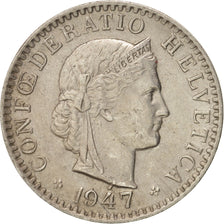 Switzerland, 20 Rappen, 1947, Bern, AU(55-58), Copper-nickel, KM:29a