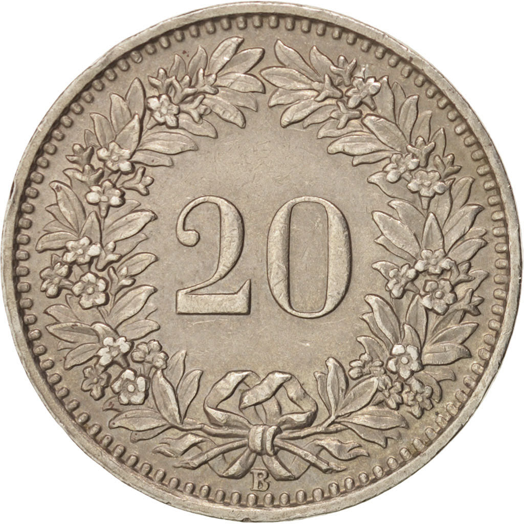 Coin, Switzerland, 20 Rappen, 1950, Bern, AU(55-58), Copper-nickel, KM:29a