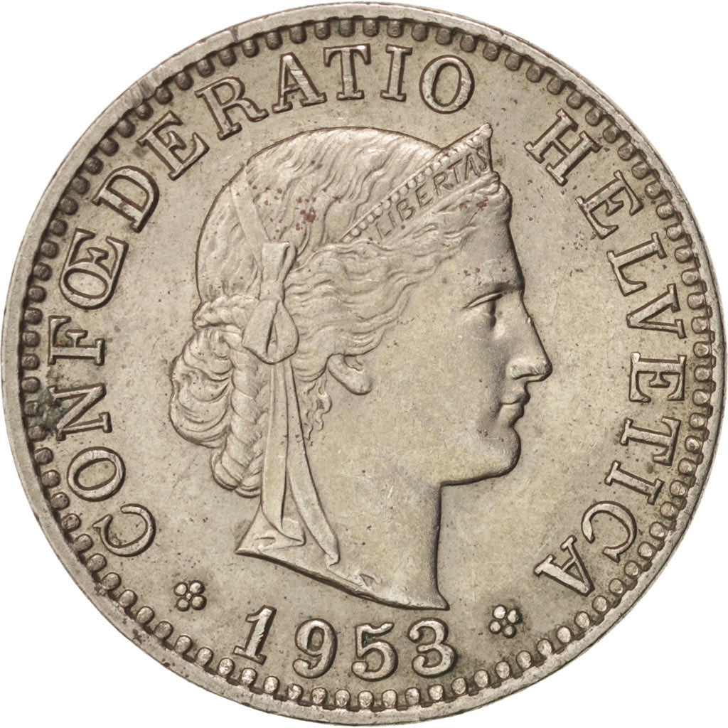 Moneta, Svizzera, 20 Rappen, 1953, Bern, SPL-, Rame-nichel, KM:29a