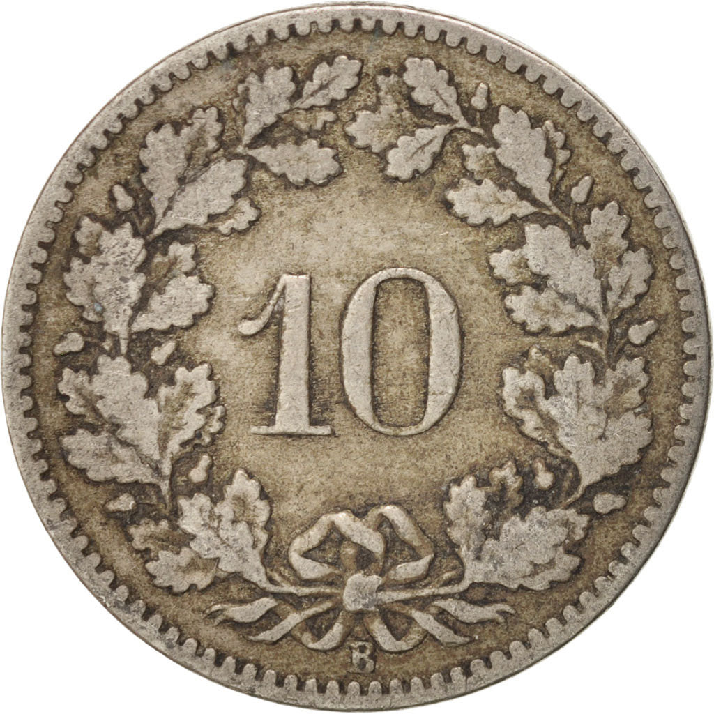 Switzerland, 10 Rappen, 1883, Bern, VF(20-25), Copper-nickel, KM:27