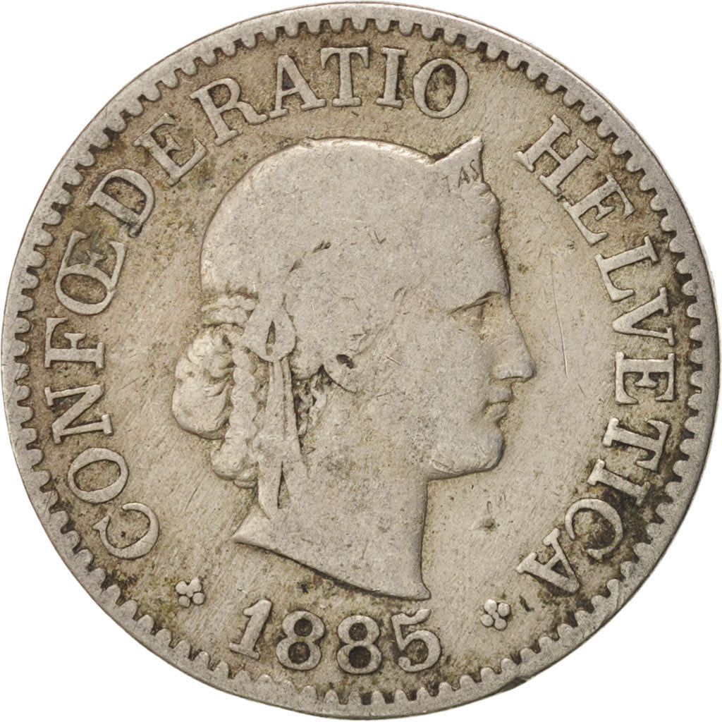 Moneta, Svizzera, 10 Rappen, 1885, Bern, MB, Rame-nichel, KM:27