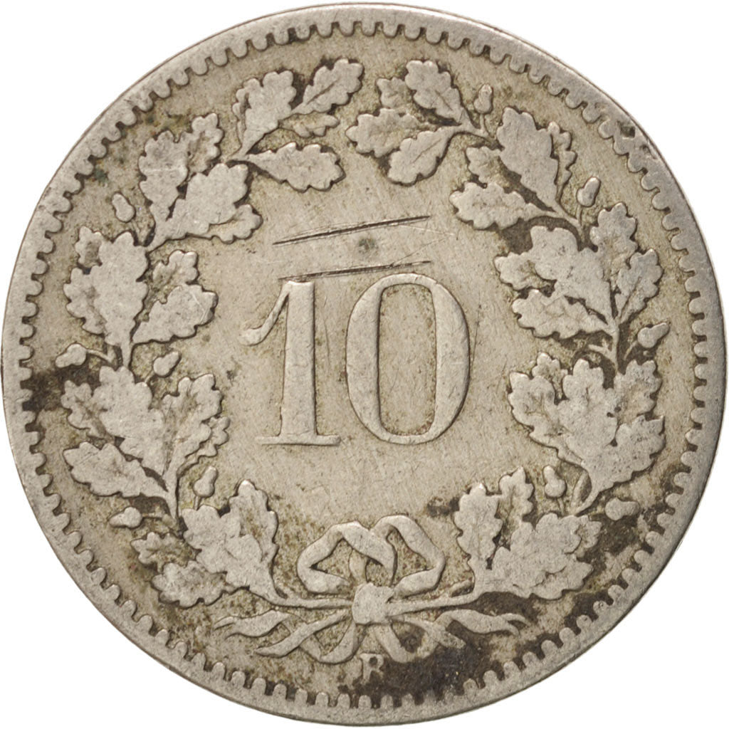 Moneta, Svizzera, 10 Rappen, 1885, Bern, MB, Rame-nichel, KM:27