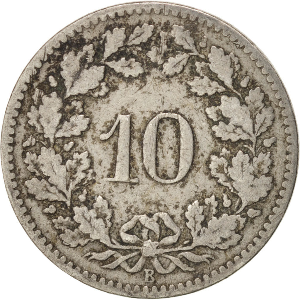 Switzerland, 10 Rappen, 1894, Bern, VF(20-25), Copper-nickel, KM:27