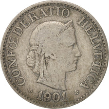 Switzerland, 10 Rappen, 1901, Bern, VF(20-25), Copper-nickel, KM:27