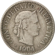 Switzerland, 10 Rappen, 1904, Bern, VF(30-35), Copper-nickel, KM:27