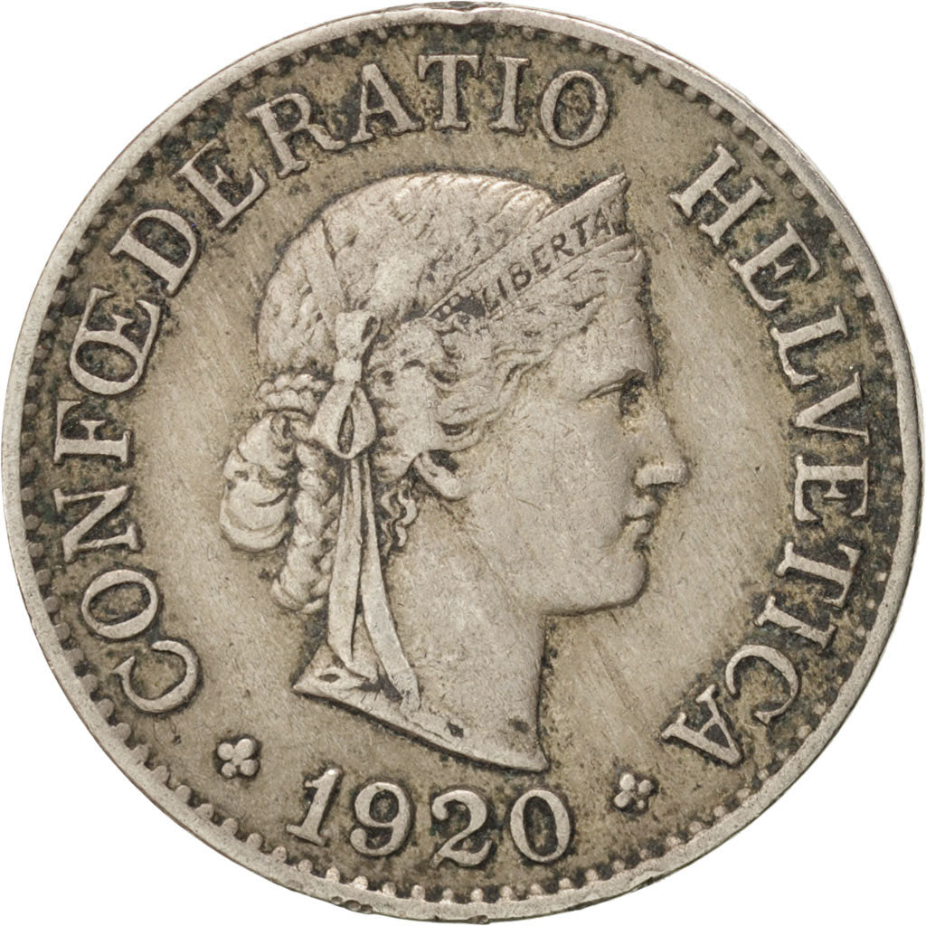 Switzerland, 10 Rappen, 1920, Bern, EF(40-45), Copper-nickel, KM:27