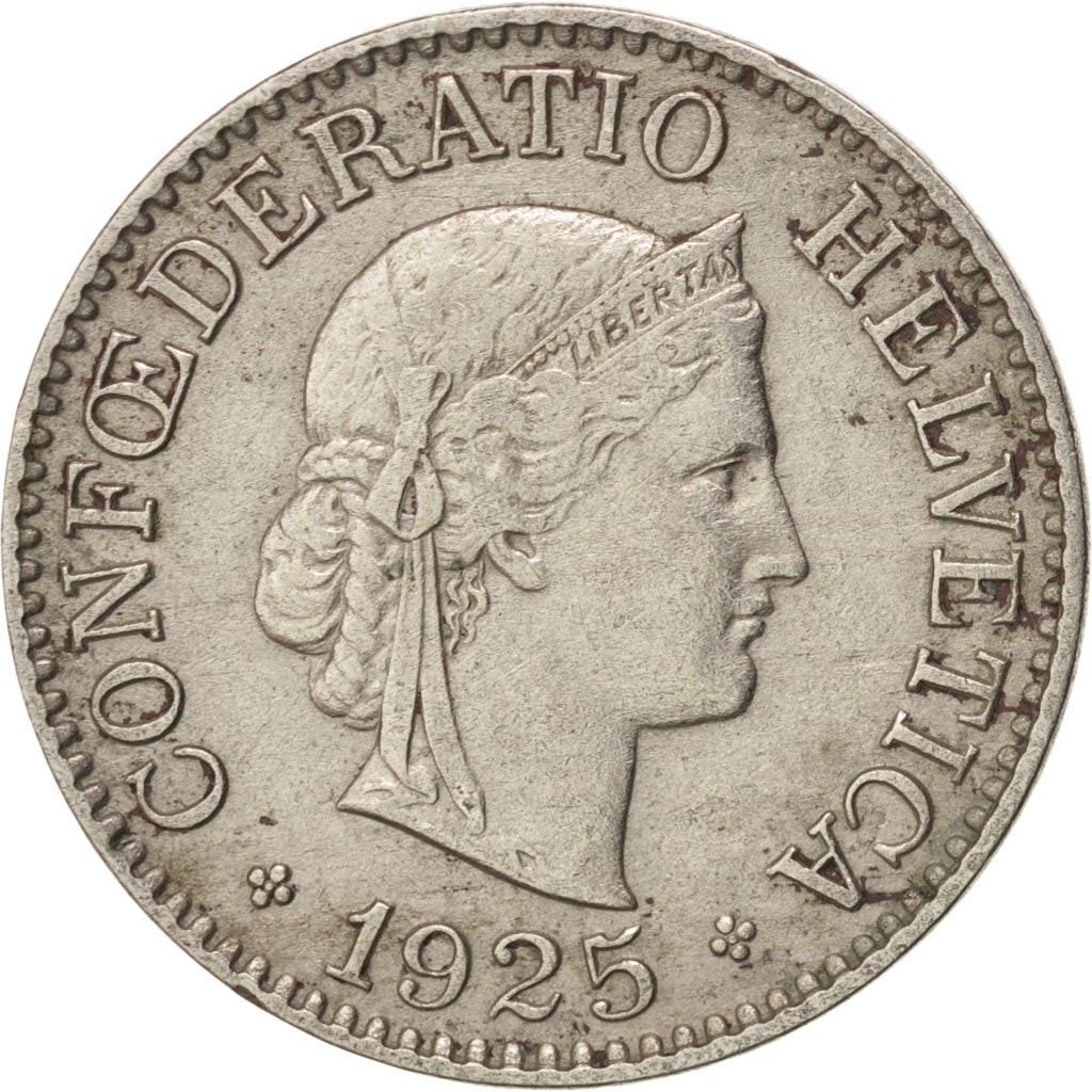 Switzerland, 10 Rappen, 1925, Bern, EF(40-45), Copper-nickel, KM:27