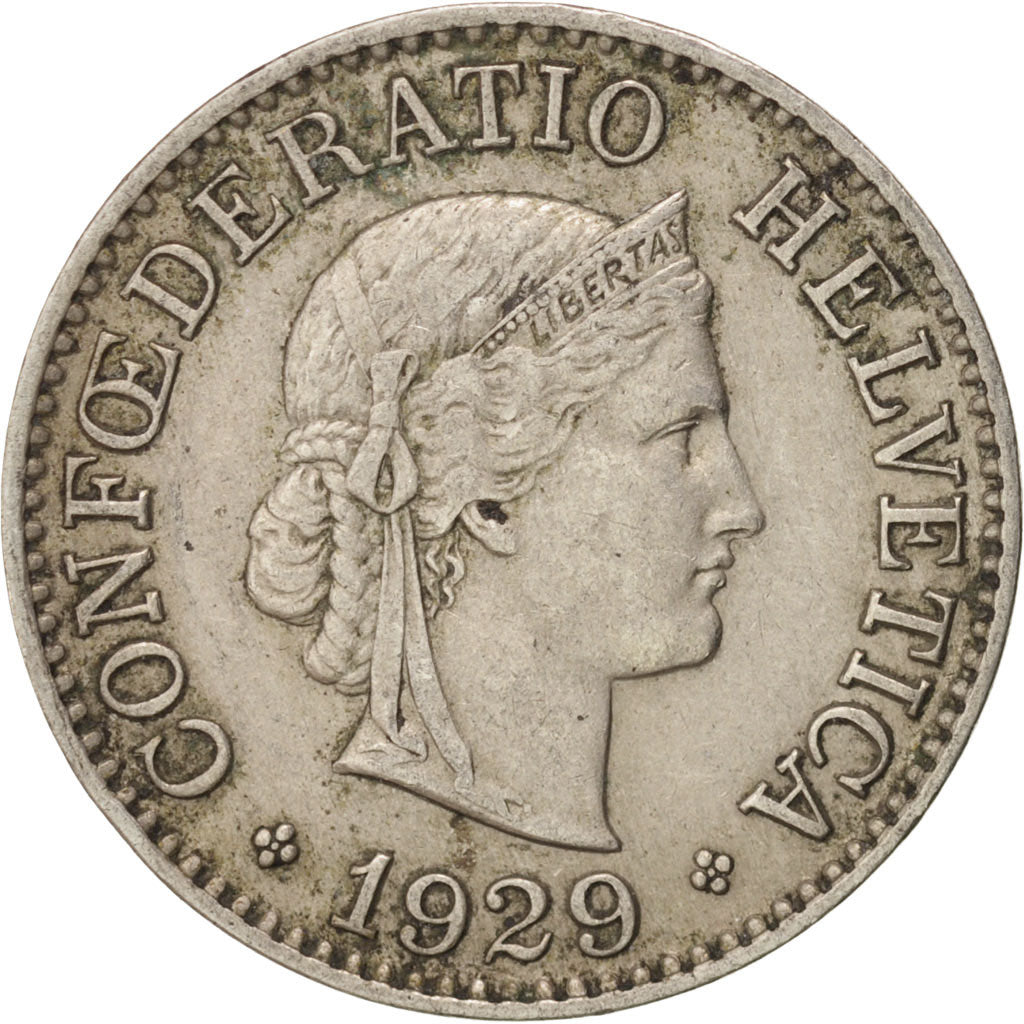 Switzerland, 10 Rappen, 1929, Bern, AU(50-53), Copper-nickel, KM:27