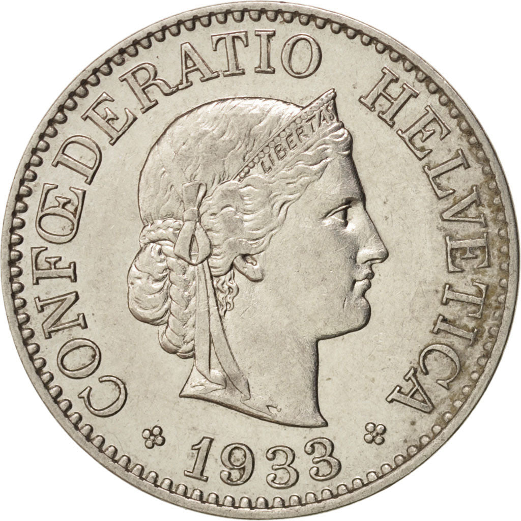 Switzerland, 10 Rappen, 1933, Bern, MS(60-62), Nickel, KM:27b