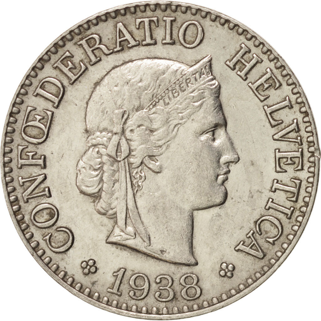 Switzerland, 10 Rappen, 1938, Bern, MS(60-62), Nickel, KM:27b