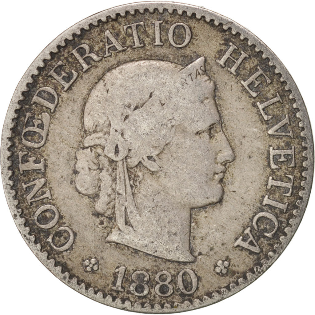 Coin, Switzerland, 5 Rappen, 1880, Bern, VF(20-25), Copper-nickel, KM:26