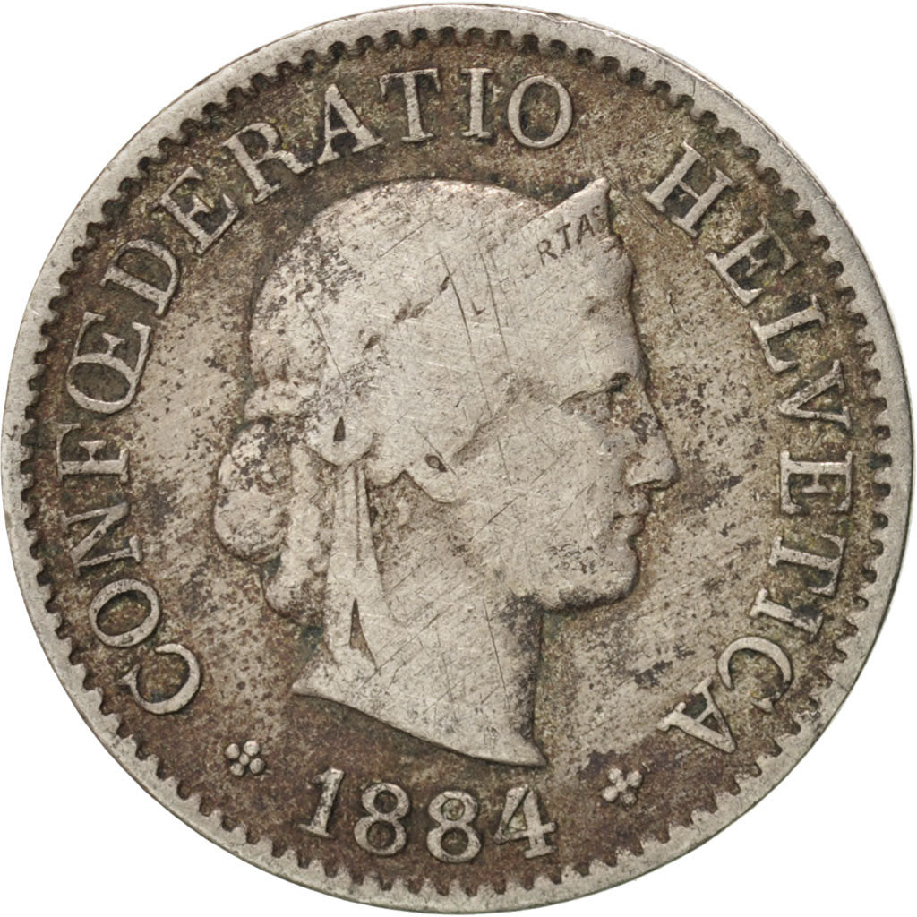 Coin, Switzerland, 5 Rappen, 1884, Bern, VF(20-25), Copper-nickel, KM:26
