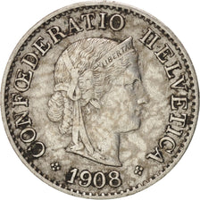 Switzerland, 5 Rappen, 1908, Bern, EF(40-45), Copper-nickel, KM:26