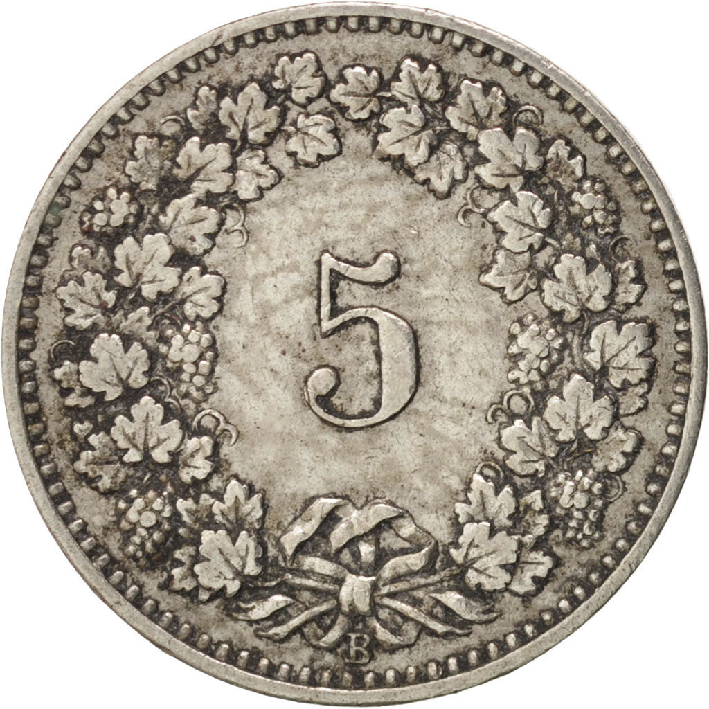 Switzerland, 5 Rappen, 1908, Bern, EF(40-45), Copper-nickel, KM:26