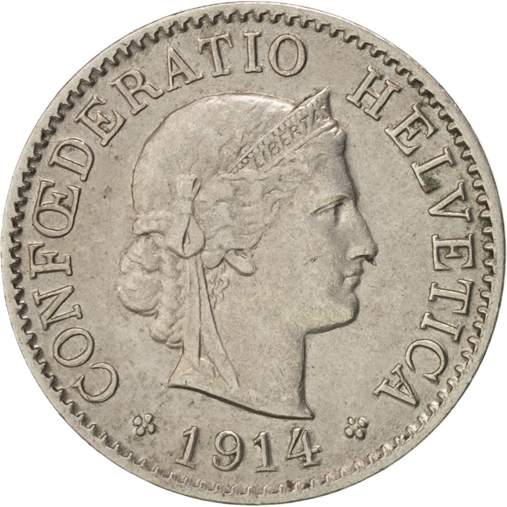 Switzerland, 5 Rappen, 1914, Bern, AU(50-53), Copper-nickel, KM:26