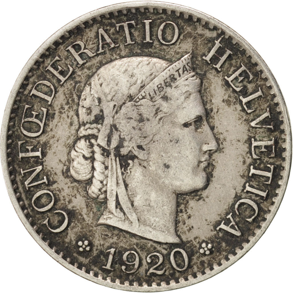 Switzerland, 5 Rappen, 1920, Bern, EF(40-45), Copper-nickel, KM:26