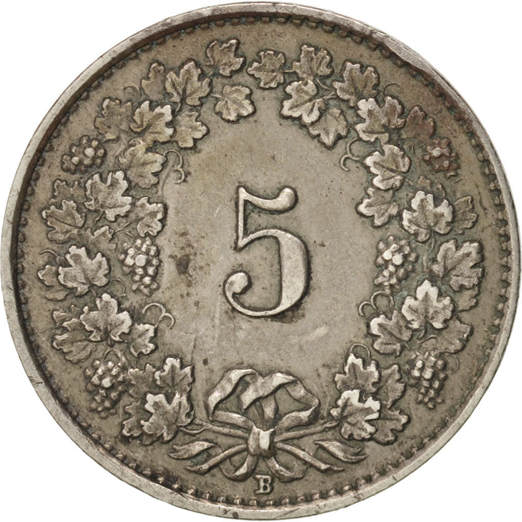 Switzerland, 5 Rappen, 1943, Bern, AU(50-53), Copper-nickel, KM:26
