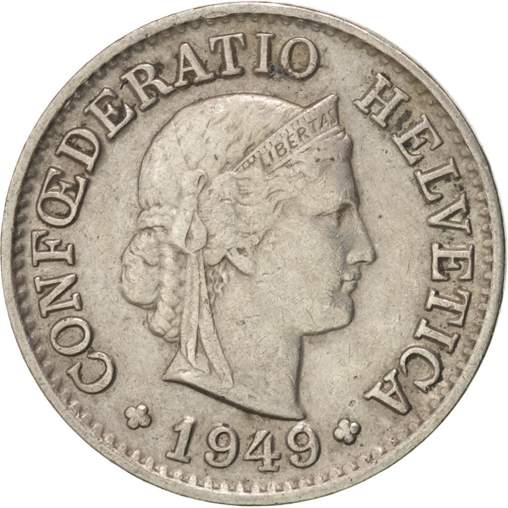 Switzerland, 5 Rappen, 1949, Bern, AU(50-53), Copper-nickel, KM:26