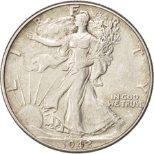 United States, Walking Liberty Half Dollar, 1942, Philadelphia, VF(30-35),KM:142