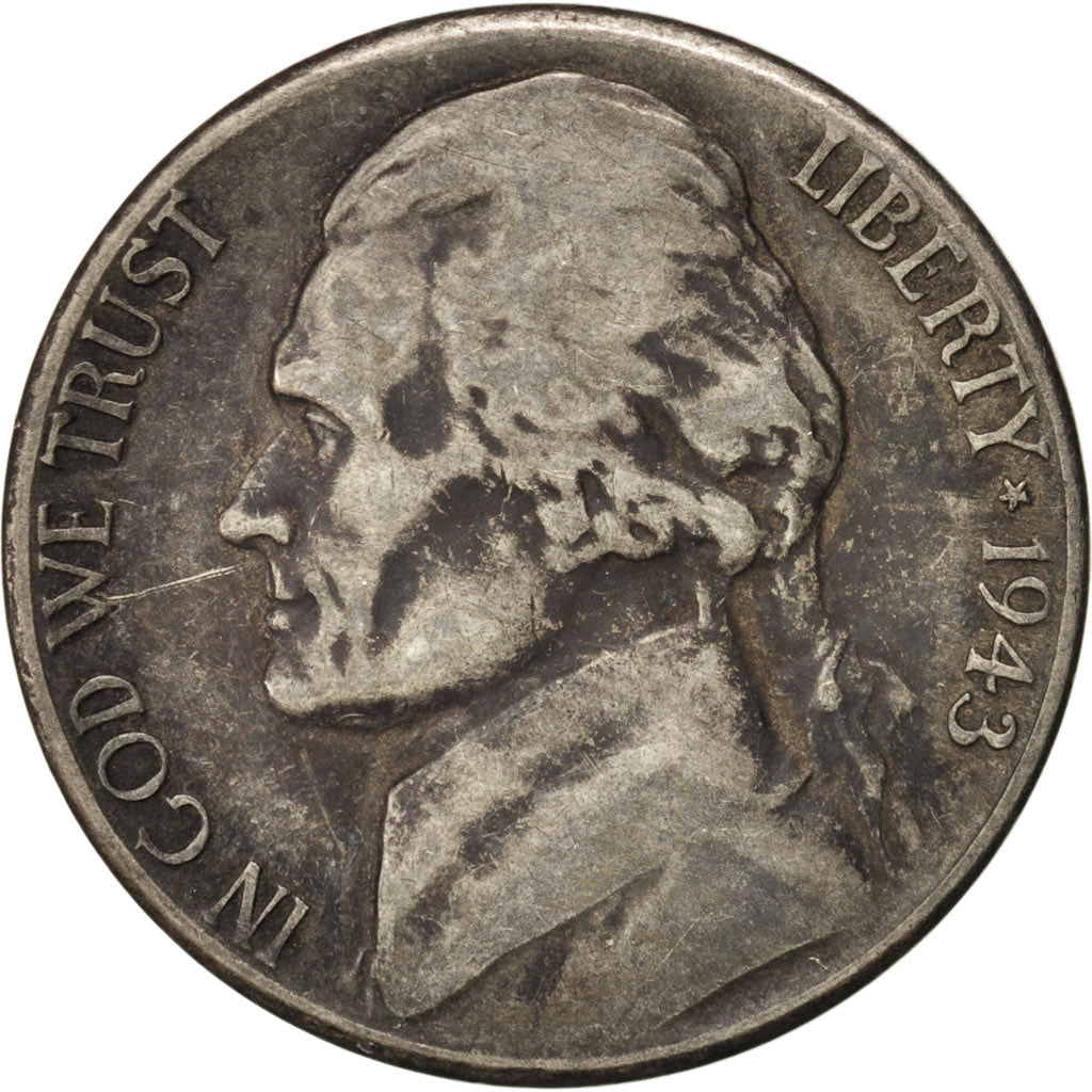 United States, Jefferson Nickel, 5 Cents, 1943, San Francisco, VF(30-35),KM:192a