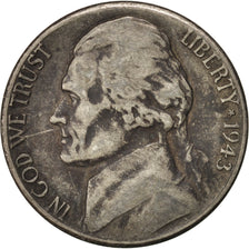 United States, Jefferson Nickel, 5 Cents, 1943, San Francisco, VF(30-35),KM:192a