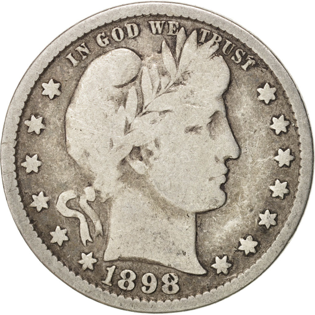 Coin, United States, Barber Quarter, Quarter, 1898, U.S. Mint, Philadelphia