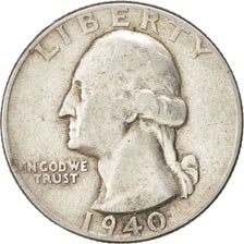 United States, Washington Quarter, 1940, Philadelphia, EF(40-45), KM:164