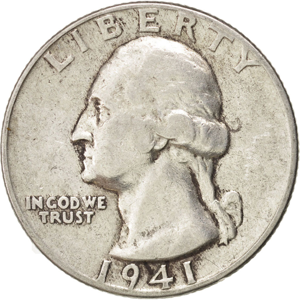 United States, Washington Quarter, 1941, Philadelphia, EF(40-45), KM:164