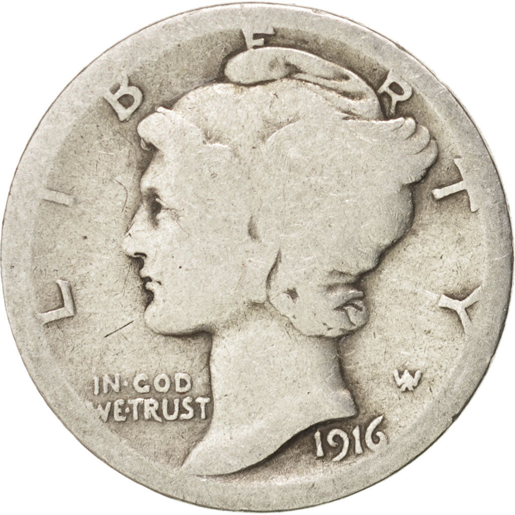 Vereinigte Staaten, Mercury Dime, 1916, San Francisco, F(12-15), Silver, KM:140