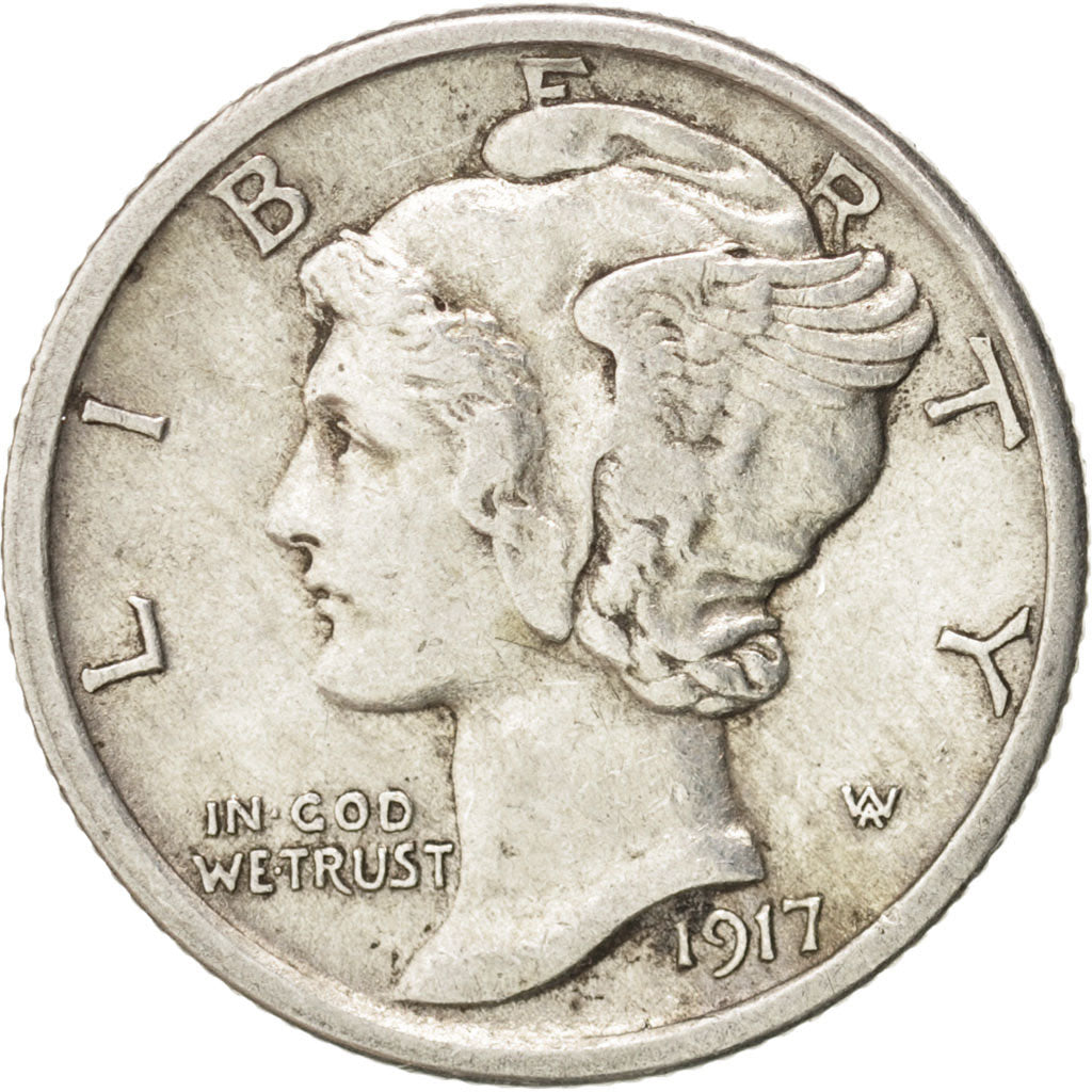 États-Unis, Mercury Dime, 1917, San Francisco, TTB+, Silver, KM:140