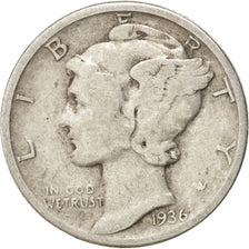 Coin, United States, Mercury Dime, Dime, 1936, U.S. Mint, Philadelphia