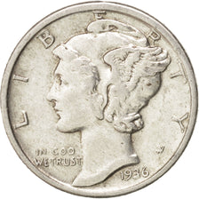 Coin, United States, Mercury Dime, Dime, 1936, U.S. Mint, Philadelphia